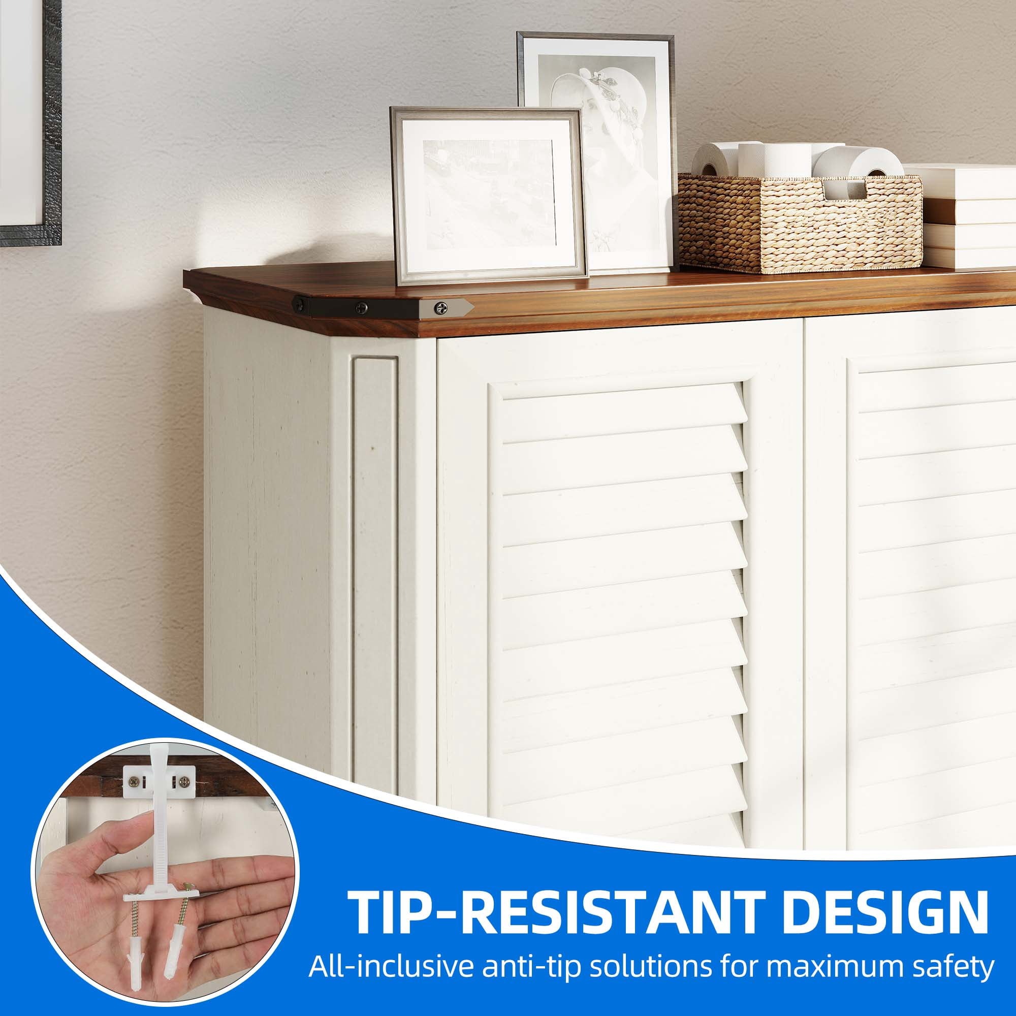 DEXTRUS 45"H Storage Cabinet with Doors & Adjustable Shelf, Kitchen Pantry Bathroom Cabinet, White