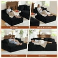 thumbnail image 3 of Muumblus Oversized Double Chaise Lounge Chair, Modern Indoor Boneless Cloud Sofa, Plush Corduroy Upholstered Modural Sectional Sleeper Couch for Living Room Apartment, Black, 3 of 9