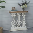 thumbnail image 2 of Royard Oaktree Distressed Console Table, Antique White Entrytable w/Wood Carvings & Scrollwork Base, 2 of 7