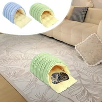 Nkmbld Cozy Dog House Indoor, Winter Pet Sleeping Bag Padded Thickened Small Dog Kennel, Anti-Slip & Washable Super Soft Fluffy Plush Pet Bed, Blue