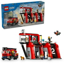 LEGO Fire Station with Fire Truck Block Building Sets, 843 Pieces