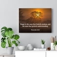 thumbnail image 3 of Scripture Walls  Happy is The Man Proverbs 3:13 Bible Verse Canvas Christian Wall Art Ready to Hang Unframed, 3 of 10