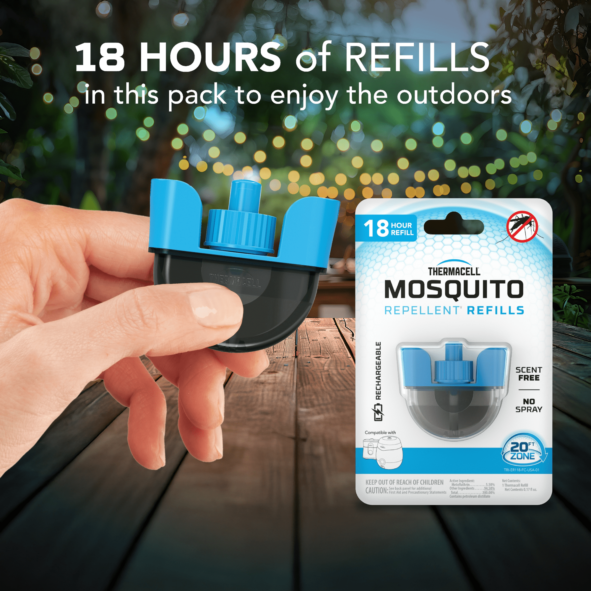 (2 pack) Thermacell Rechargeable Mosquito Repeller 18-Hour Refill for Mosquito Protection