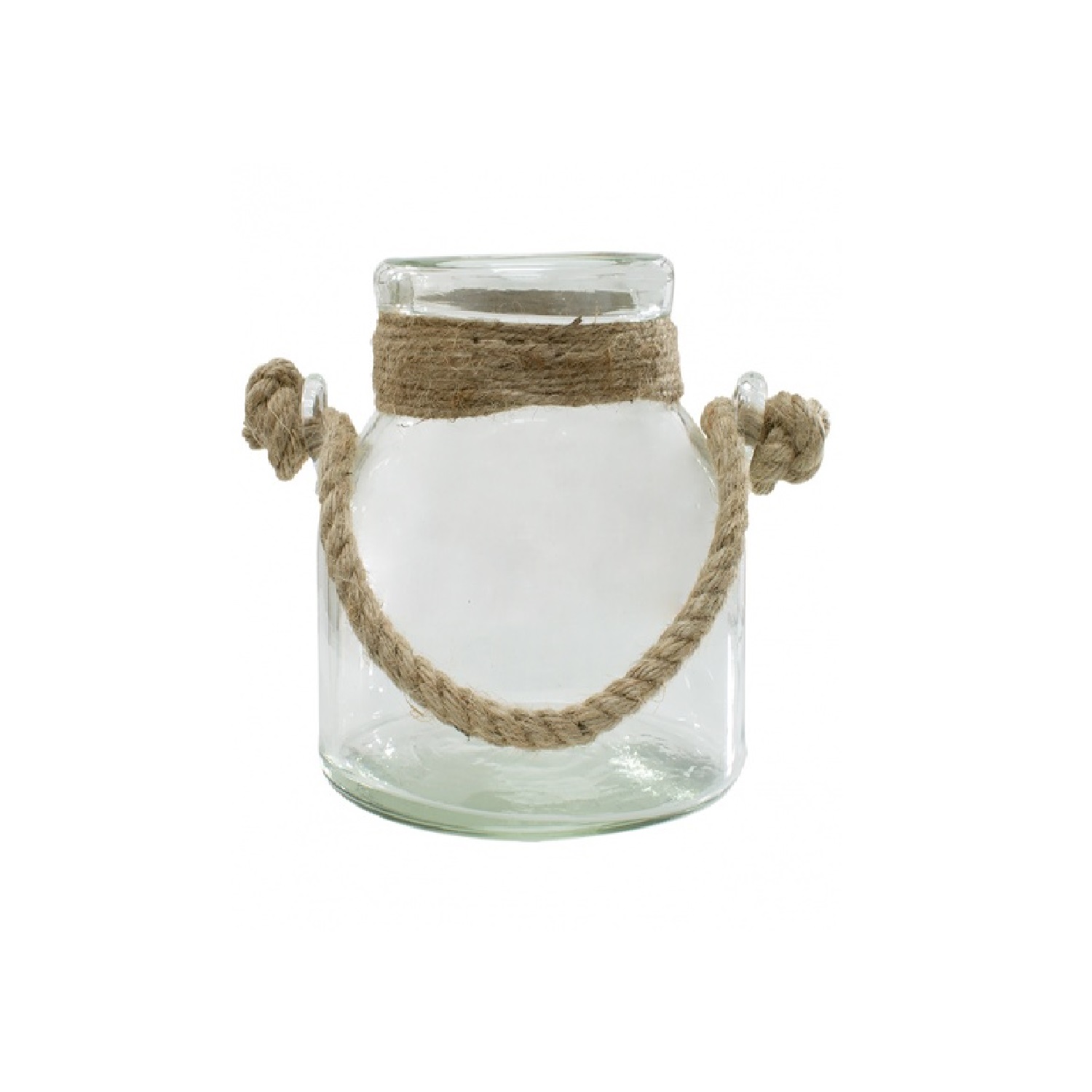 7" Clear Antique Glass Vase with Rope Hand