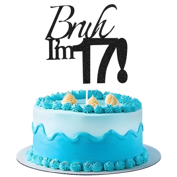 Cake Topper Varpotle Brush I'm 17 Black Glitter 17 Birthday