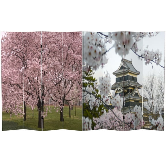 Oriental Furniture 6 ft. Tall Cherry Blossoms Room Divider - 4 Panel