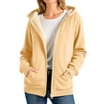 thumbnail image 2 of yoeyez Fleece Hoodie Jackets Women Casual Full Zip Up Hoodie Sherpa Lined Hooded Sweatshirt Jacket Coat with Pockets Beige,XXL, 2 of 7