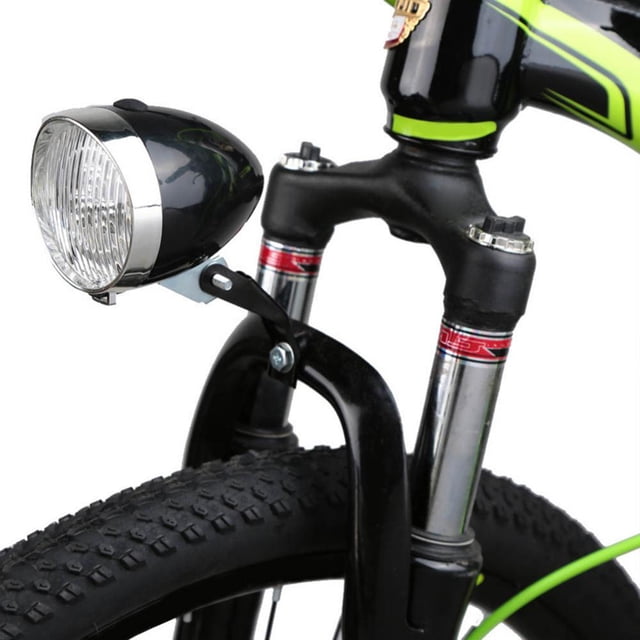 Bicicleta 2pcs Vintage bicicleta 3LED luz delantera faro seguridad advertencia luz (negro)