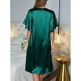 thumbnail image 4 of DAKIMOE Silk Pajamas for Women Flutter Sleeve Satin Nightgowns for Women V Neck Womens Nightgown Soft Sleepwear Loungewear, Green, S, 4 of 7