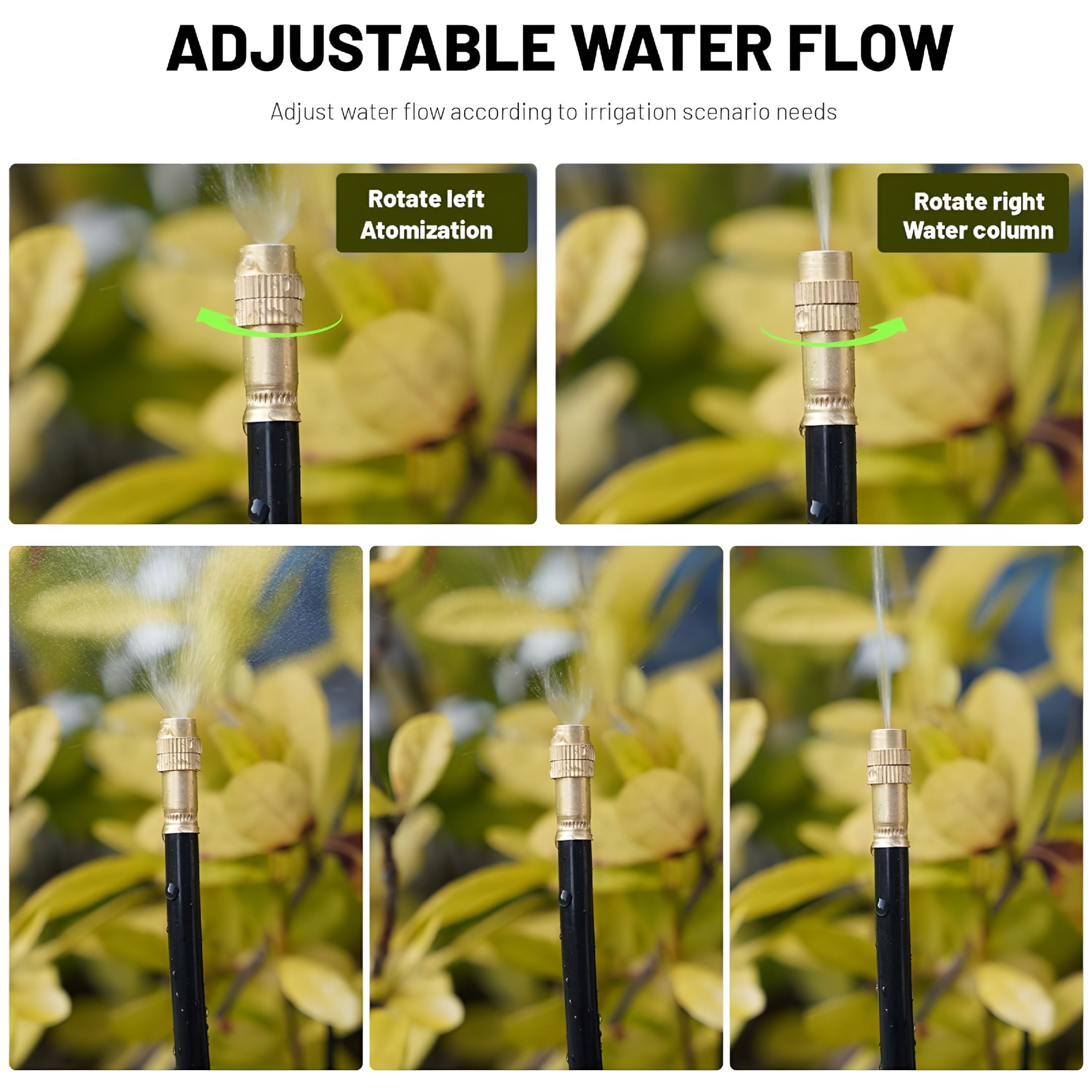 ICERUN 360° Adjustable Drip Irrigation System - 50FT Garden Watering System with 16 Nozzles,Garden Irrigation System,Greenhouse Accessories,Atomizing System for Yard,Lawn,Plants,5/16 inch Tubing