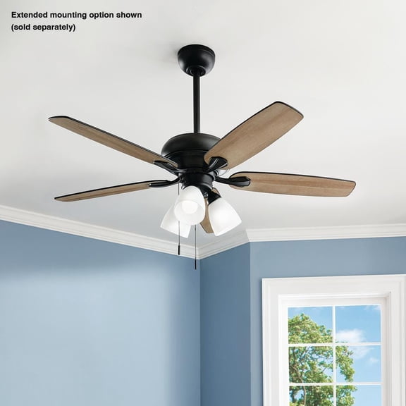 Rockport II 52 in. Indoor Matte Black LED Ceiling Fan with Light kit, Downrod and Reversible Blades Included