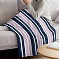 thumbnail image 3 of Navy Blue Pink Striped Blanket Soft Cozy Warm Throw Blanket for Couch, Plush Fuzzy Flannel Fleece Blankets for Sofa, Modern Minimalist Ombre Lines Bed Blankets Lightweight Gifts for Women, 50"x60", 3 of 9