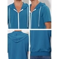 thumbnail image 6 of INSPIRE CHIC Men's Short Sleeve Hoodies Solid Color Zip Up Jackets with Hood 2XL Dark Blue, 6 of 7