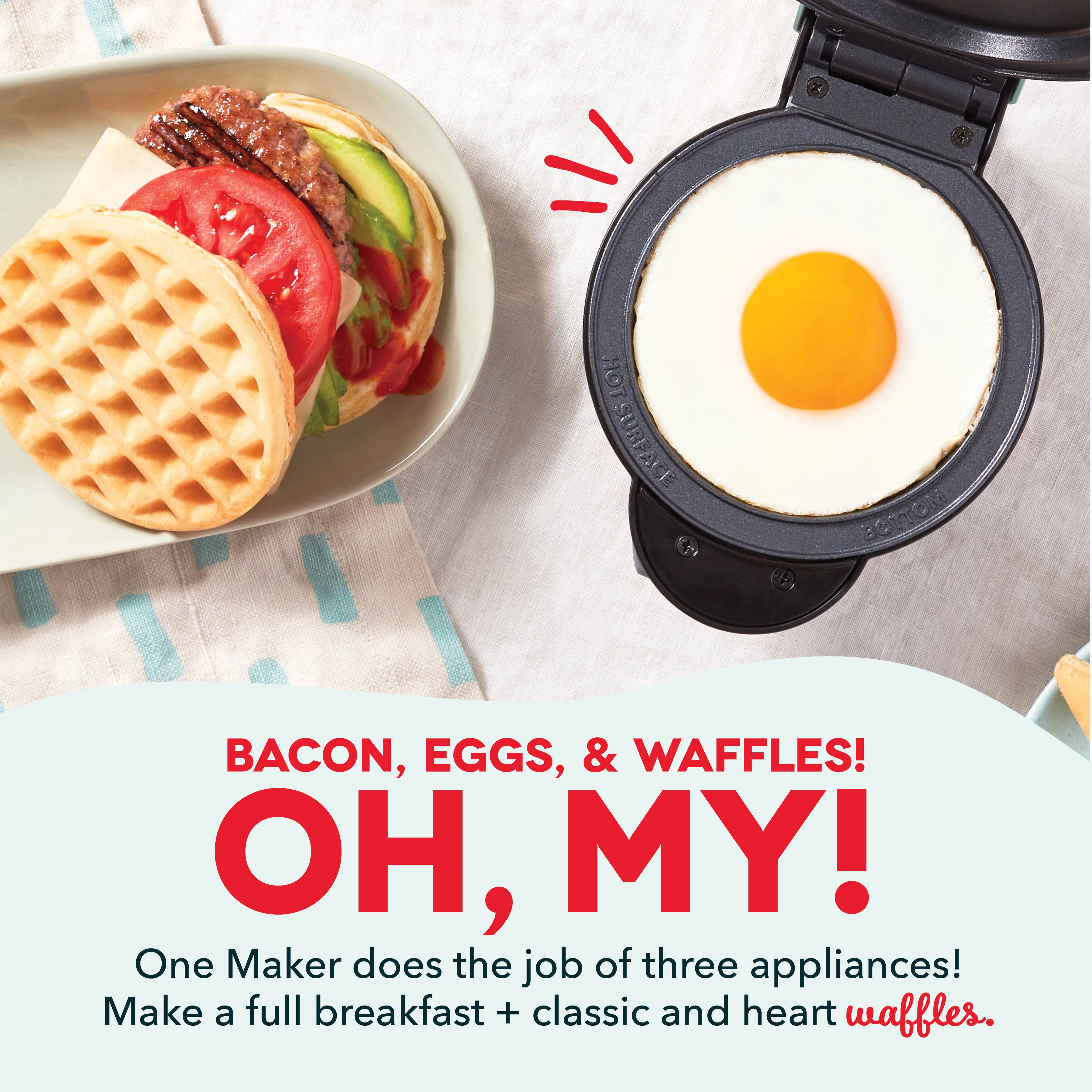 Dash Multimaker Mini System - Waffle Maker with Five 4” Removable Plates: Waffle Iron & Griddle, 4-in-1 Mini Waffle Maker for Kids and Families, Red