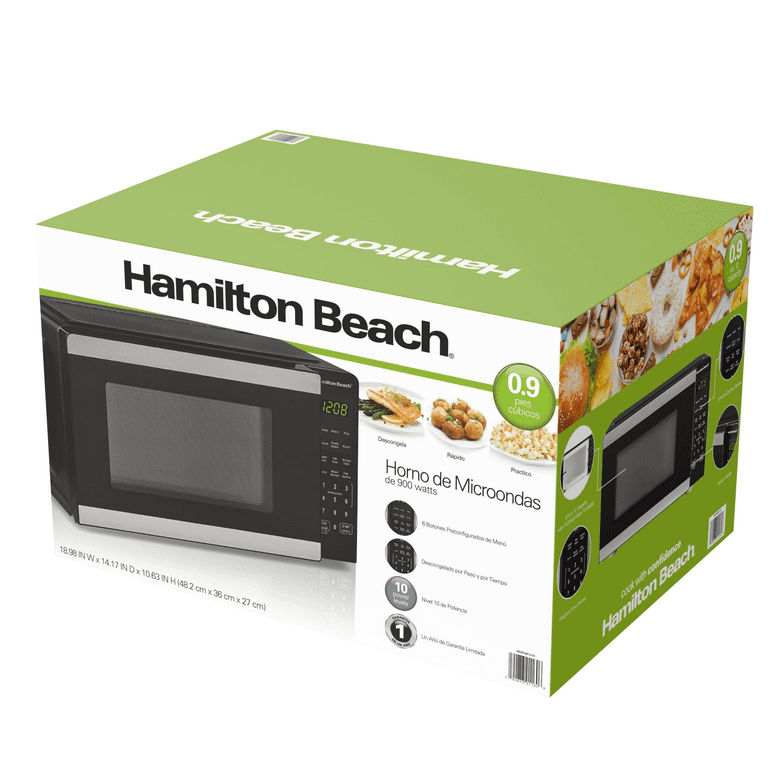 Hamilton Beach 0.9 Cu ft Countertop Microwave Oven, 900 Watts, Stainless  Steel, New 