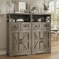 thumbnail image 4 of Rustic Farmhouse Storage Cabinet with Drawers and Shelves, Freestanding Kitchen Pantry Storage Cabinet, Floor Storage Cabinet Hutch Cupboard for Dining/Living Room/Home Office, Washed Grey, 4 of 11