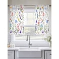 thumbnail image 6 of Botanical Flowers Semi Sheer Window Curtains 45 Inches Long, Watercolor Floral Plants Country Rod Pocket Voile Silky Chiffon Curtain Light Filtering Drapes for Living Room, Kitchen, 52"x45", 2 Panels, 6 of 9