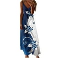 thumbnail image 2 of SMihono Robe Maxi Bohème d'Été pour Femmes Grande Taille Mode d'Été Imprimée Col en V Sans Manches Bretelles Robe Pull Robe de Plage, 2 of 4