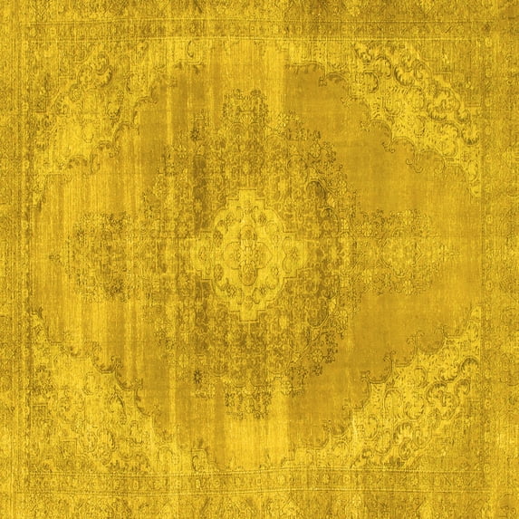 Ahgly Company Indoor Square Abstract Yellow Modern Area Rugs, 6' Square