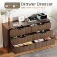thumbnail image 3 of Fluted 6 Drawer Dresser for Bedroom 55" Wide Wooden Dresser TV Stand Modern Storage Organizer for Living Room, Hallway, Walnut, 3 of 12