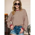thumbnail image 6 of Women'S Oversized Long Sleeve T-Shirt Striped Colorblock Tunic Top Loose Autumn Crew Neck Sweatshirt White & Red XL, 6 of 9