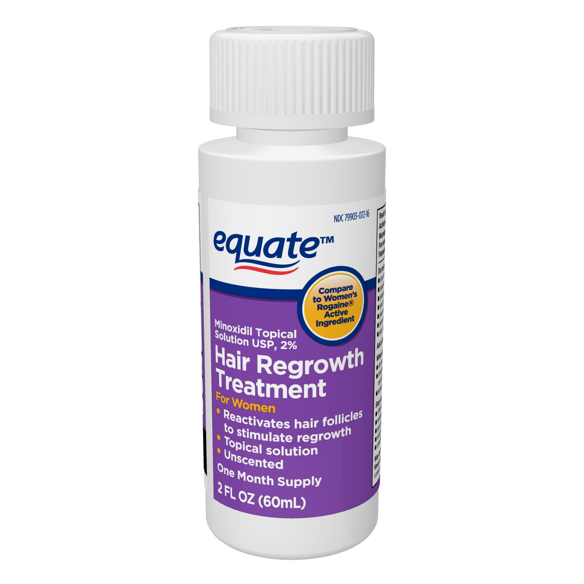 Equate Minoxidil Topical Solution, 2 Percent, Hair Regrowth Treatment for Women, 3 Month Supply