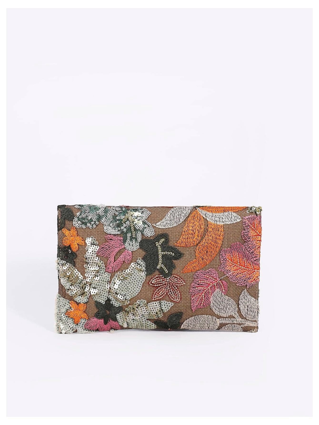 Women's Floral Embroidery Sequin Evening Clutch Bags Party Purses Beaded Evening Bag for Formal