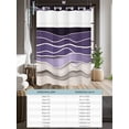 thumbnail image 6 of No Hook Cloth Fabric Shower Curtain with Snap in Liner, Purple Wave Waterproof Shower Curtains Set with See Through Top Window, Coastal Ombre Ocean Grey Stripes Beach Sand Bath Curtains 72"x84", 6 of 6