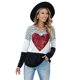 thumbnail image 4 of ABPHQTO Top de manga larga a rayas con lentejuelas de corazón negro para mujer, 4 of 5