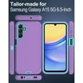 thumbnail image 3 of for Samsung Galaxy A15-5G Case, with Screen Protector, Port Protection, Full-Body Non-Slip Silicone Rubber Covered, 3-Layer Heavy Duty Drop-Proof Cover Phone Case, Mint/Purple, 3 of 14