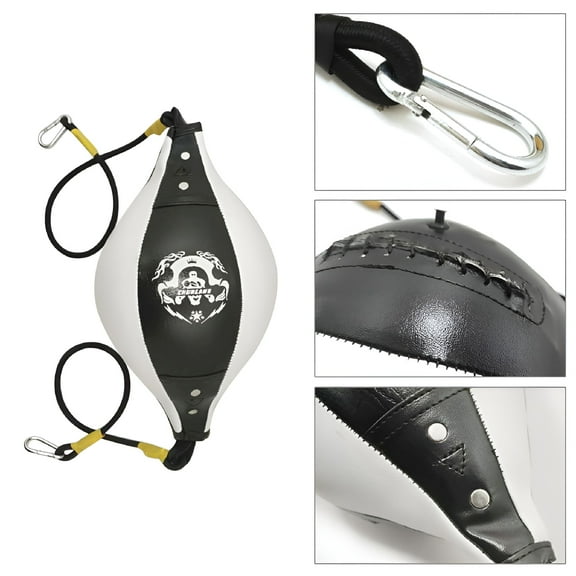 BESTSKY Double End Boxing Speed Ball Punching Bag Speed Bag Platform for Adult, Boxing Speed Trainer Muay Thai MMA Training, PU Leather Inflatable Floor to Ceiling Punching Bag (White)