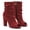 Red, variant on Women's Open Peep Toe Ankle Boots Side Zipper Block High Heels Winter Fall Trendy Daily Outfit Ruched Style Booties Shoes Size 9 Brown