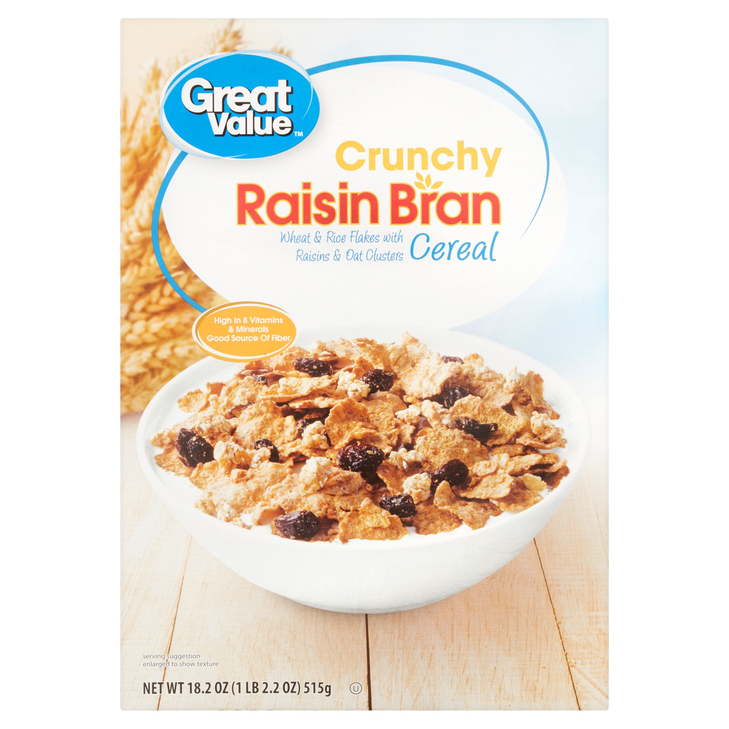 Great Value Crunchy Raisin Bran Cereal, 18.2 oz
