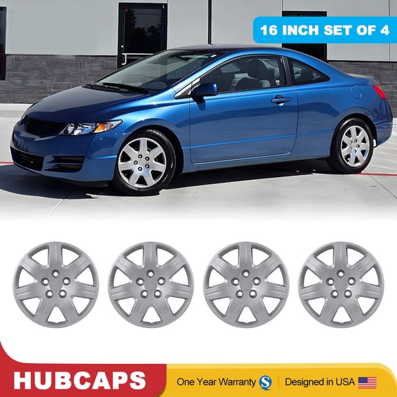 4 Pack 16 inch Hubcap Wheel Cover for 2006 2007 2008 2009 2010 2011 Honda Civic,Bolt-on Installation with Factory Lug Nuts,Lacquer