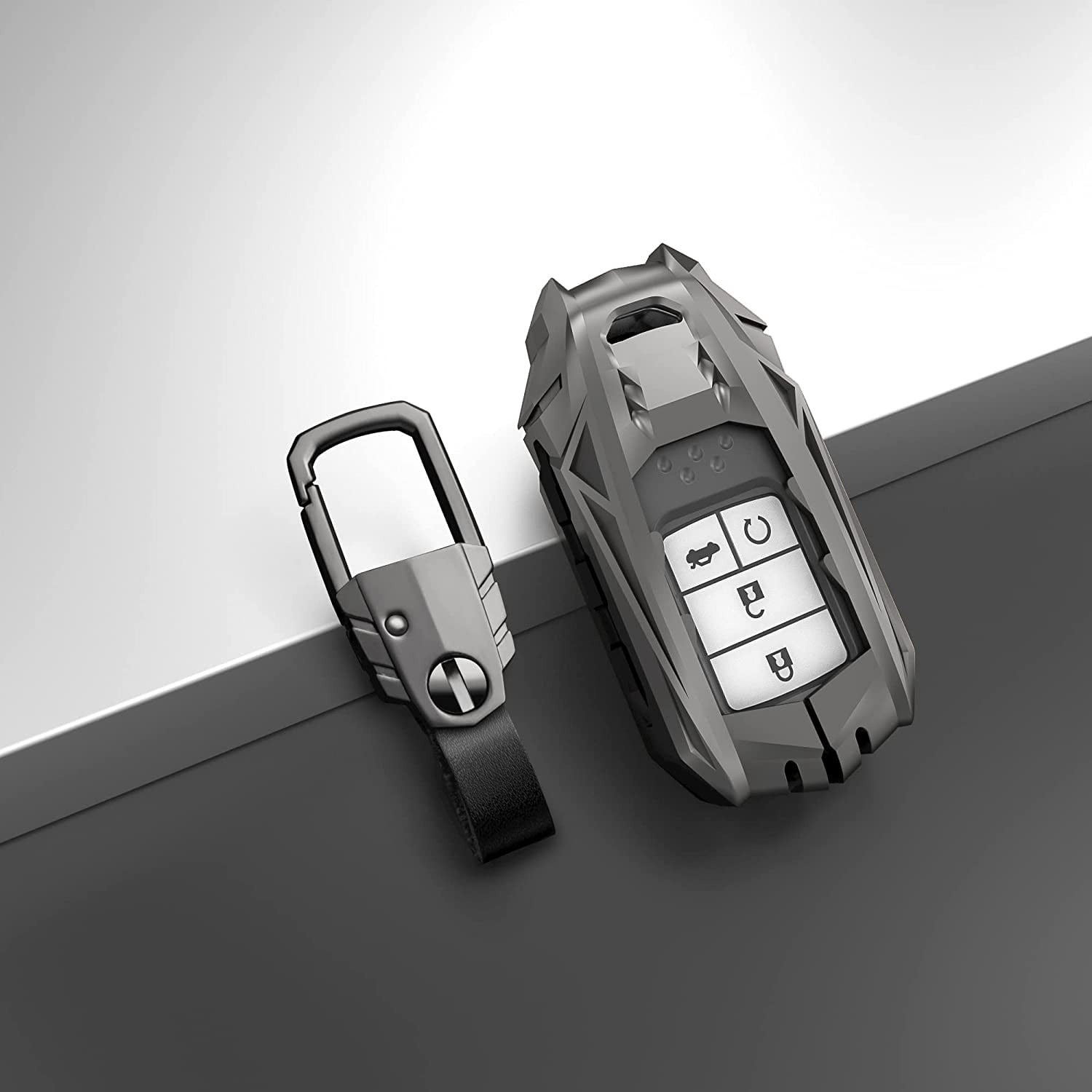 For Honda Key Fob Cover, for Honda Accord Civic CRV Pilot Odyssey Special Metal Full Cover with Keychain