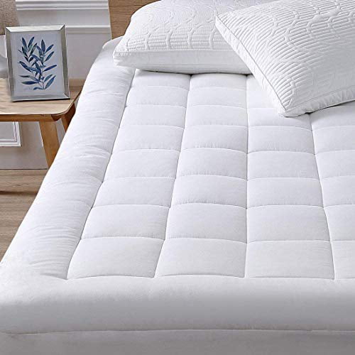 SLEEP ZONE Quilted Mattress Pad Cover Twin XL Cooling Fluffy Soft Topper Upto 21 inch Pocket Twin XL White