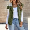 thumbnail image 2 of WTOBBY Women's Color Block Sleeveless Vest, Drawstring Hooded Tank Jacket, Casual All-Match Outerwear, Lightweight Layering Piece, Streetwear Style for Women,Army Green L, 2 of 4
