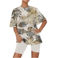 thumbnail image 1 of Conjunto de Pijama de las Mujeres de Manga Corta Sólida de Lechuga Y Pantalones Cortos de 2 Piezas de Poliéster, Pijama Suelto Casual para el Verano, 1 of 5