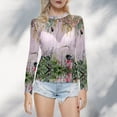 thumbnail image 4 of Gibobby Blusas Holgada Blusa de manga larga con cuello redondo a la moda de verano para mujer, camisa estampada superior semitransparente, camisa inferior（Beige， XXXL), 4 of 4