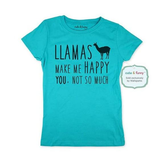 Llamas make me happy. You, Not so much - funny Youth Young Girls Juniors Slim Fit Soft Tee Shirt - Fun Trendy Tee
