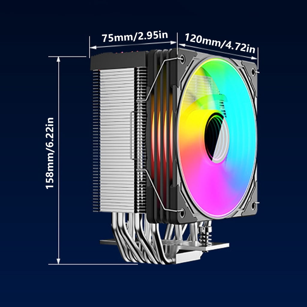 WINDLAND ARGB CPU Coolers 6 Heat Pipe 1800RPM Speed Radiators Quiet Cooling Fan for LGA 1851/1700/1200/115X/1366 PC Coolers