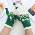 thumbnail image 2 of Clearance! Lisingtool Women Can Enable Screen Gloves Warm Stretch Knitted Gloves Mittens Winter Keep Warm Knitting Christmas Snowflakes Printing Golves Students Outdoor Riding Hiking Mittens, 2 of 5