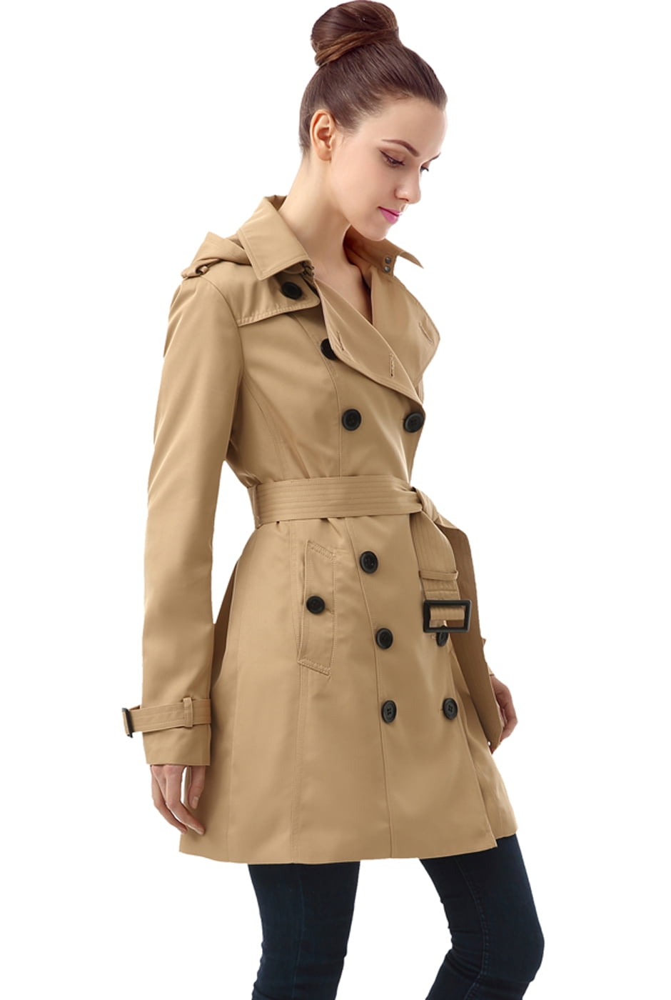 BGSD Womens Leah Hooded Mid Length Trench Coat