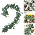 thumbnail image 2 of Artificial Eucalyptus Garland 6.5FT, Fake Silver Dollar Leaves Vines Rustic Grey Green for Wedding Arch Backdrop Fireplace Table Party Décor, C, Indoor/Outdoor Decor, 2 of 9