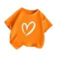 thumbnail image 4 of Little Girls Summer Casual Tops Crew Neck T Shirts Short Sleeve Top with Adorable Heart Print Lightweight Tee Size 5-6T , Orange, 4 of 4