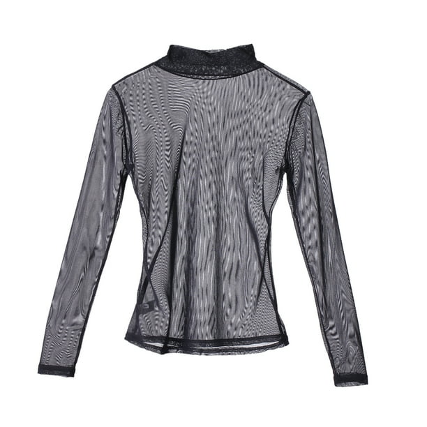 Women's Short Sleeve Long Sleeve Bodycon Clubwear Sheer Pure Mesh Tops T  Shirts at  Women's Clothing store