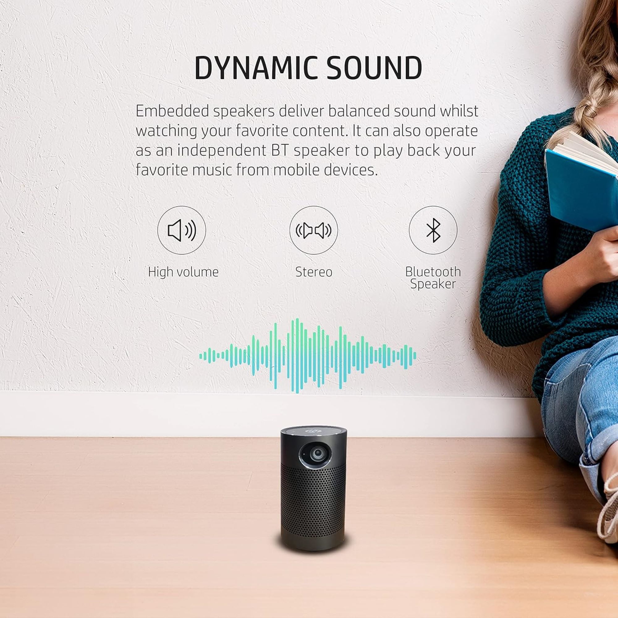 HP Mobile Projector, Portable Projector w/USB, Auto Focus, Bluetooth Speaker & More.