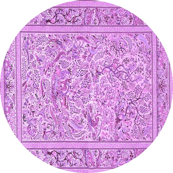 Ahgly Company Indoor Round Animal Purple Traditional Area Rugs, 4' Round