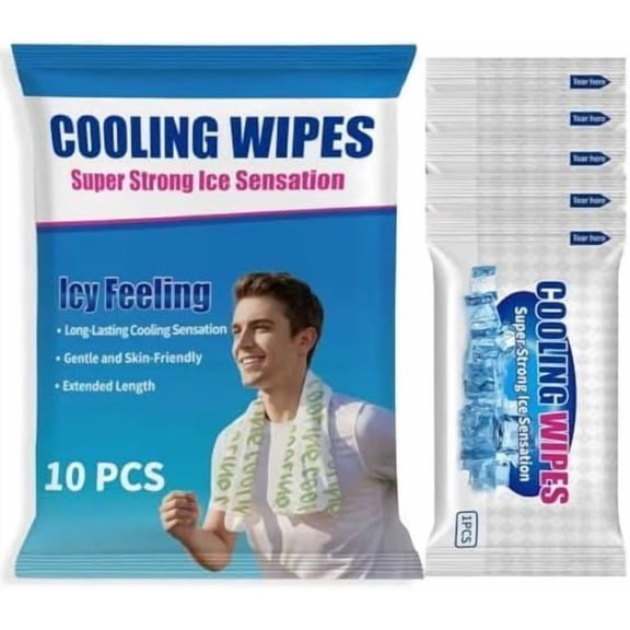 10 Pack Cooling Wipes, -Free Cooling Towelettes Cooling Towel Alternative for Outdoor , Camping, Hiking, Workout & Hot Weather(Green)