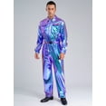 thumbnail image 2 of Nyeemya Men's Shiny Metallic Overalls Mechanic Suit Space Man Work Coveralls One Piece Disco Jumpsuits with Belt Blue S, 2 of 7